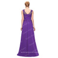 Grace Karin New Arrival Sleeveless V-Back Purple Chiffon Plus Size Prom Dress CL007555-2